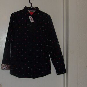 NWT Project Red " Whales" Coordinating Cuffs Men's Button Down Shirt Sz L